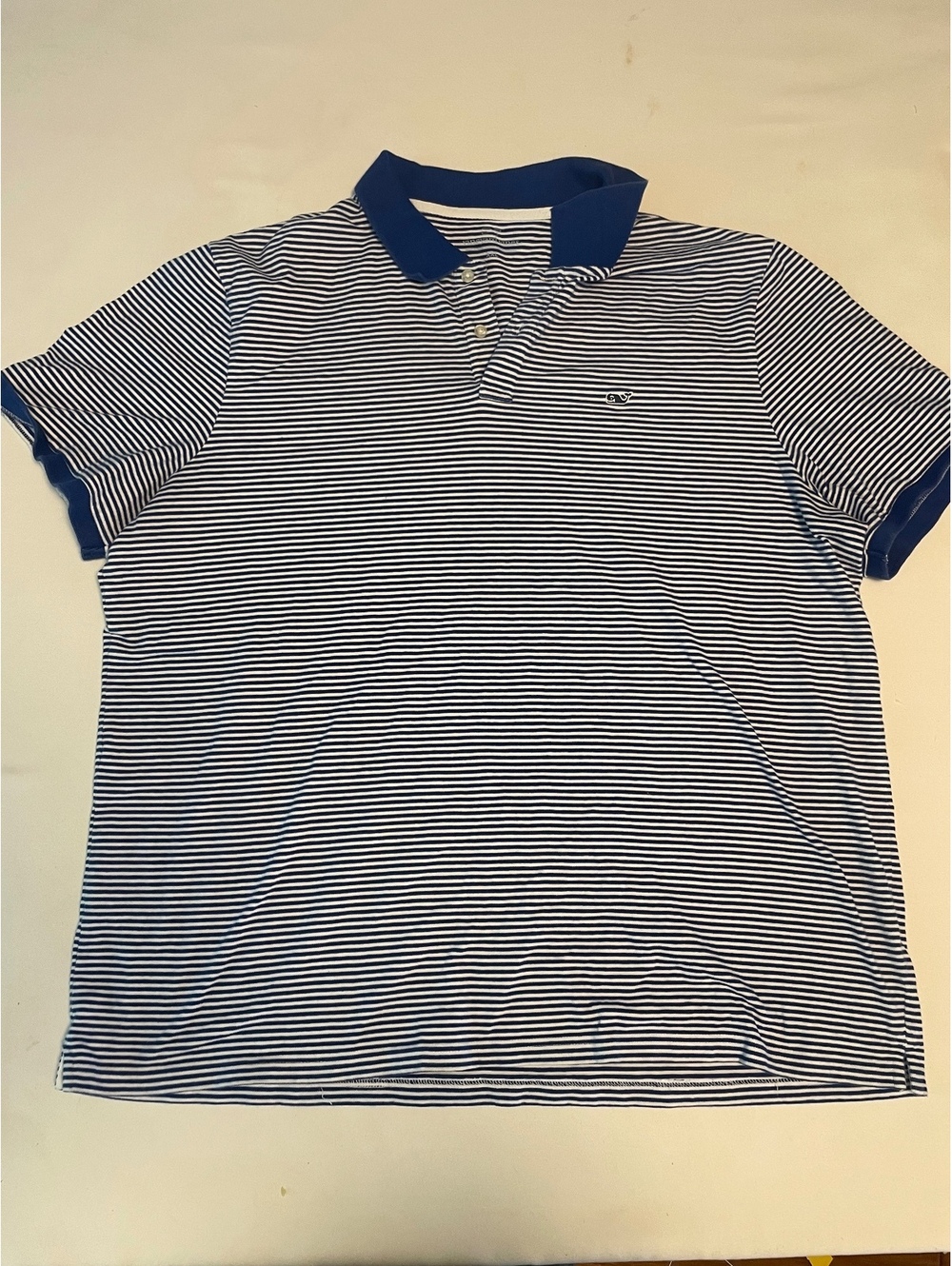 Vineyard Vines Men's XXL Blue and White Striped Polo Shirt